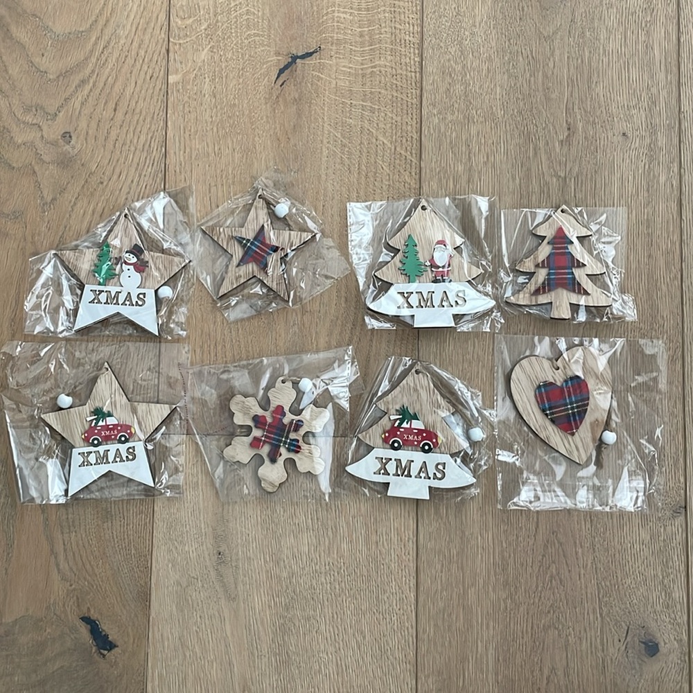 Artiflr Wooden Christmas Ornament Set, 8‎ pieces